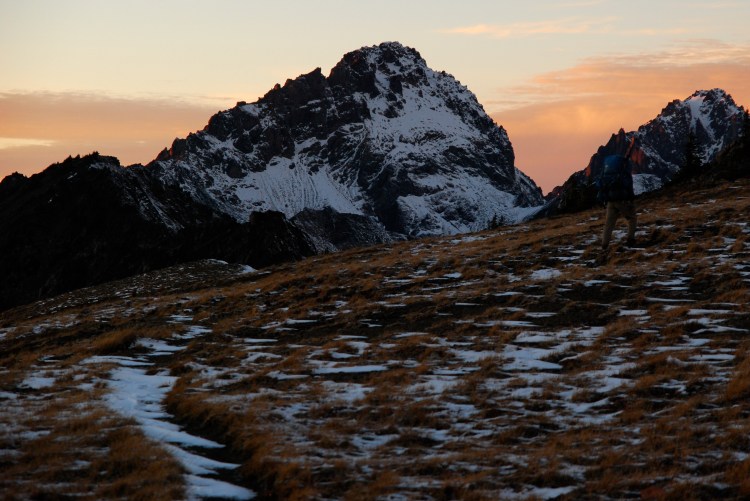 The beginning of sunset, just before camp.